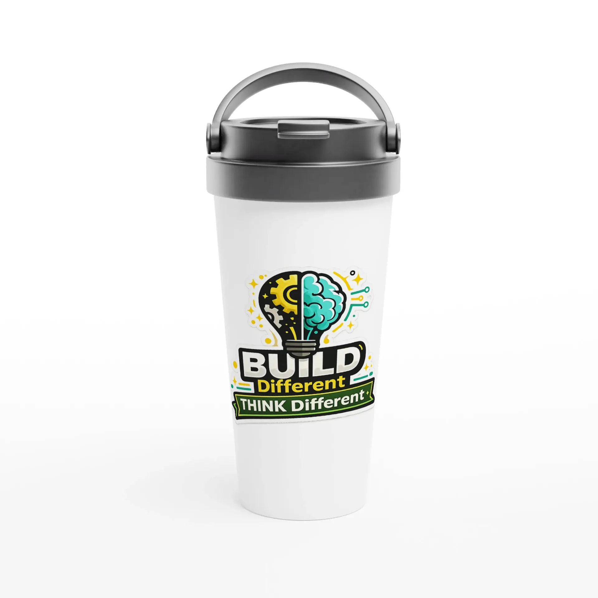 White 15oz Stainless Steel Travel Mug