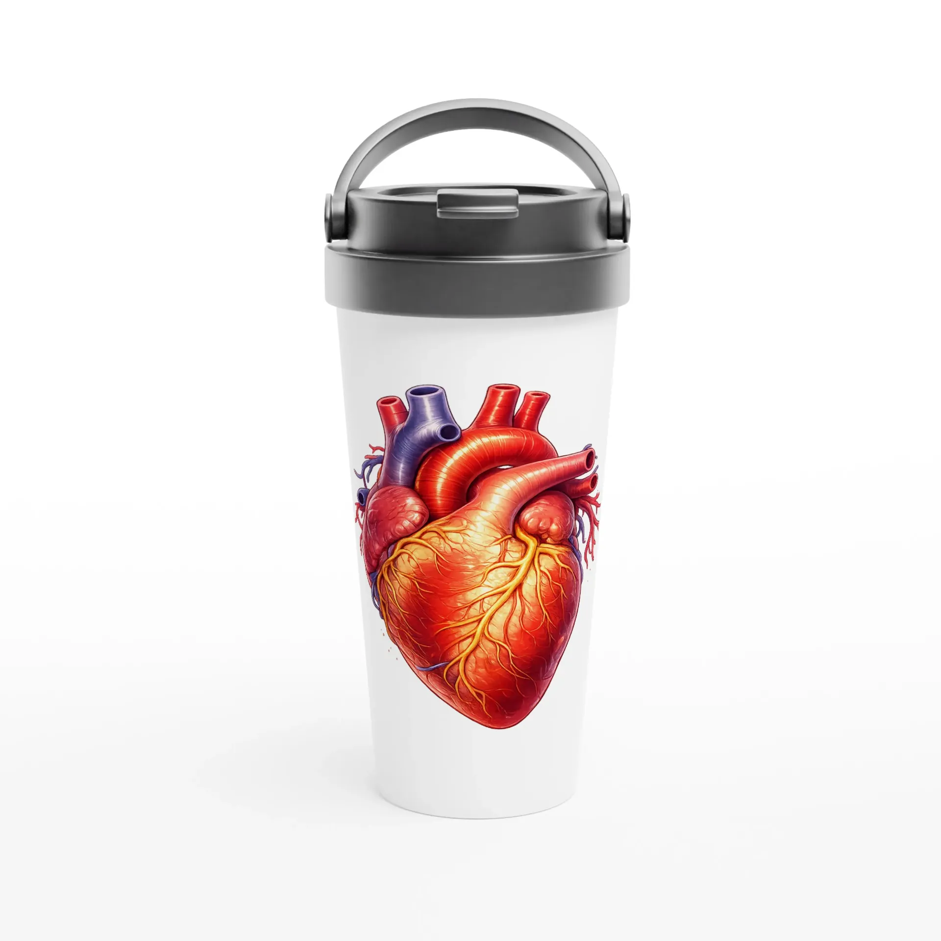 White 15oz Stainless Steel Travel Mug